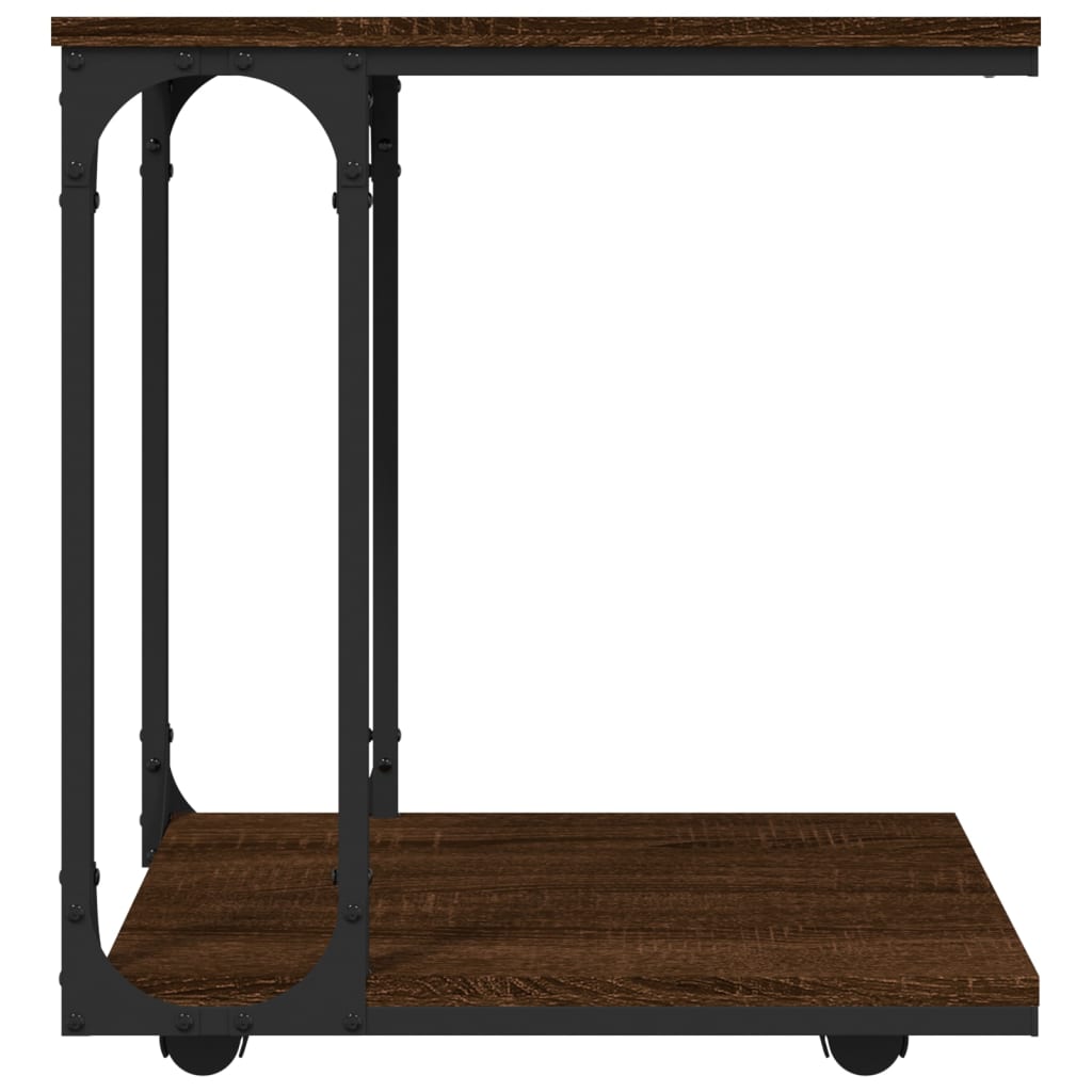 vidaXL Table d'appoint à roulettes aspect chêne marron 50x35x55,5 cm