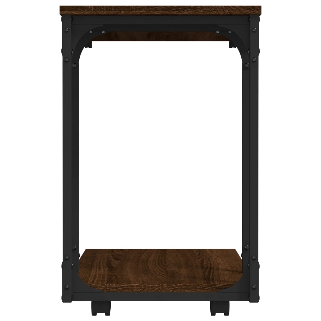 vidaXL Table d'appoint à roulettes aspect chêne marron 50x35x55,5 cm