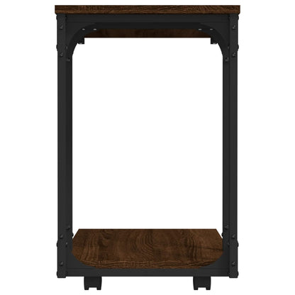 vidaXL Table d'appoint à roulettes aspect chêne marron 50x35x55,5 cm