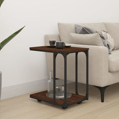 vidaXL Table d'appoint à roulettes aspect chêne marron 50x35x55,5 cm