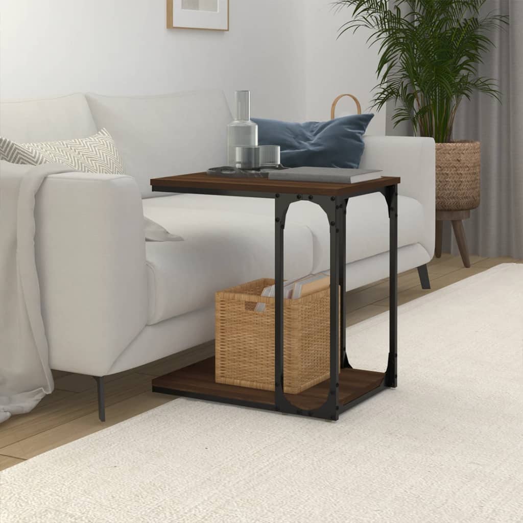 vidaXL Table d'appoint marron aspect chêne 50x35x52 cm Bois d'ingénierie