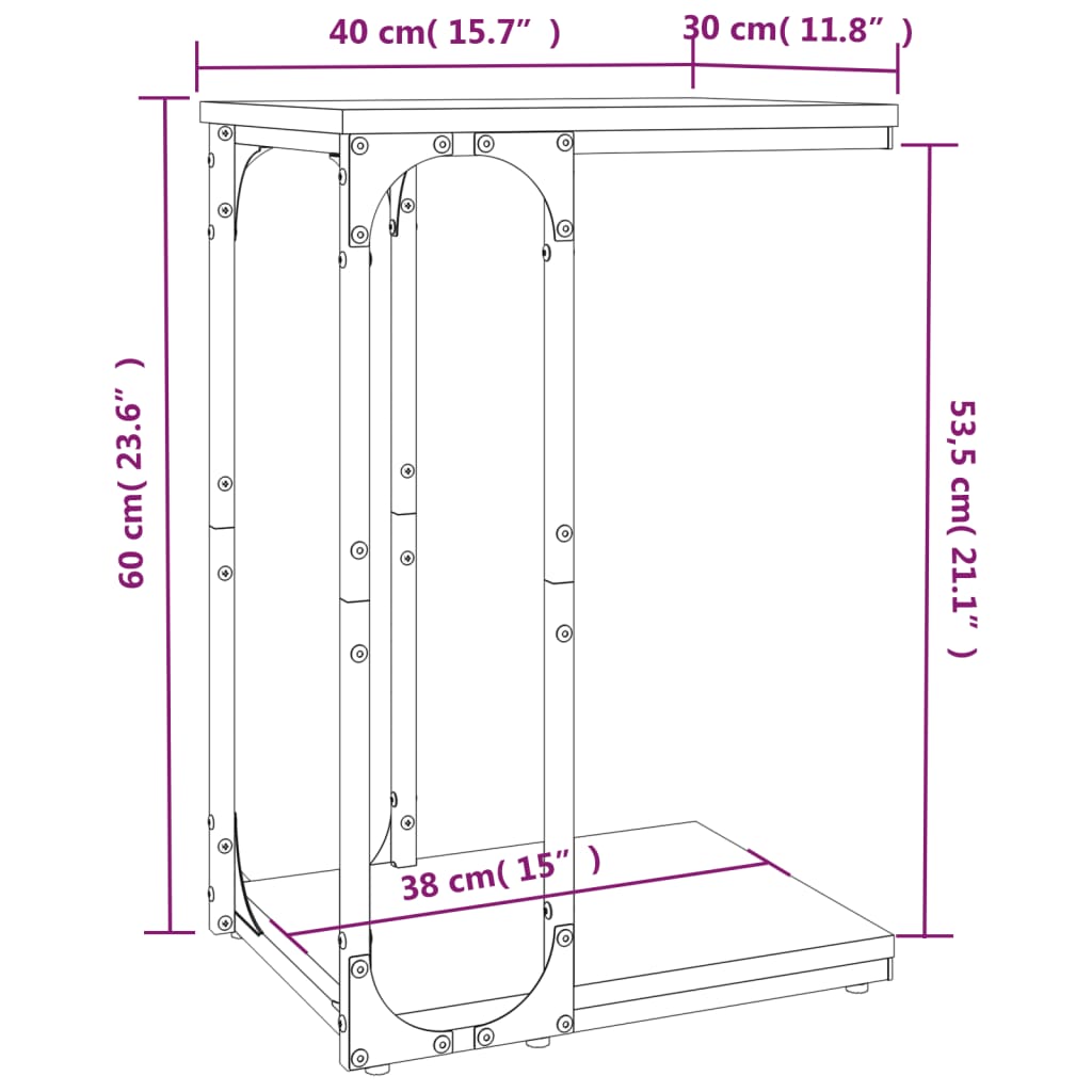 vidaXL Table d'appoint noir 40x30x60 cm bois d'ingénierie