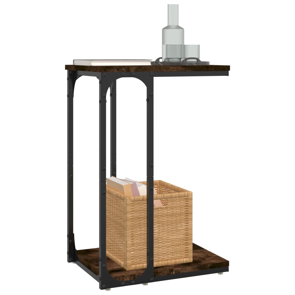 vidaXL Table d'appoint en bois d'ingénierie chêne fumé 40x30x60 cm