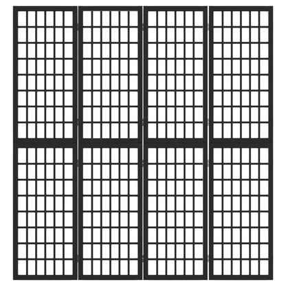 vidaXL 4-tlg. Paravent Japanischer Stil Faltbar 160x170 cm Schwarz