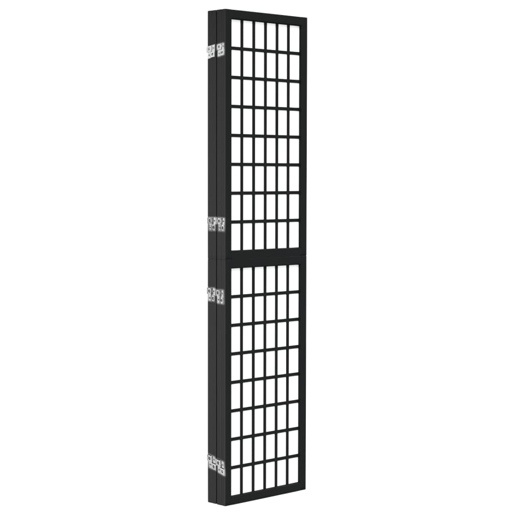 vidaXL 4-tlg. Paravent Japanischer Stil Faltbar 160x170 cm Schwarz
