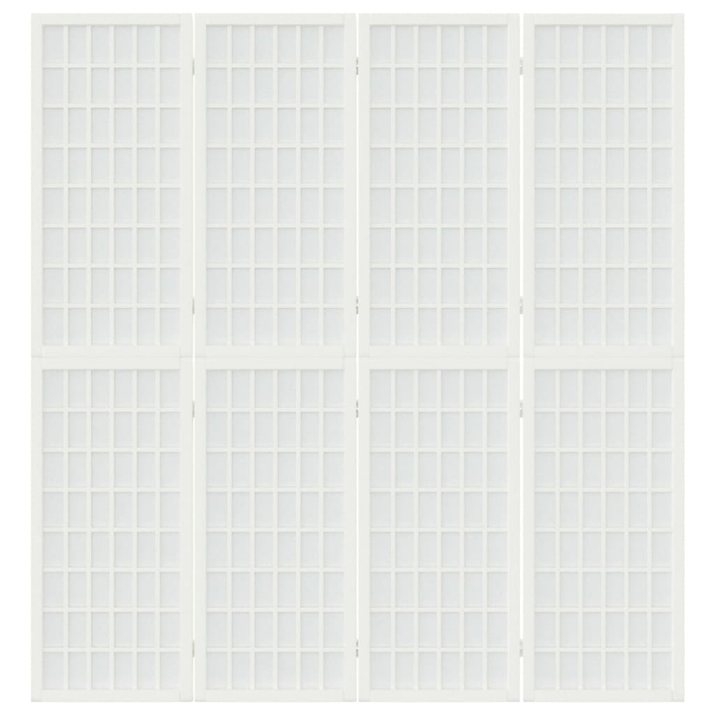 vidaXL 4-tlg. Paravent Japanischer Stil Faltbar 160x170 cm Weiß