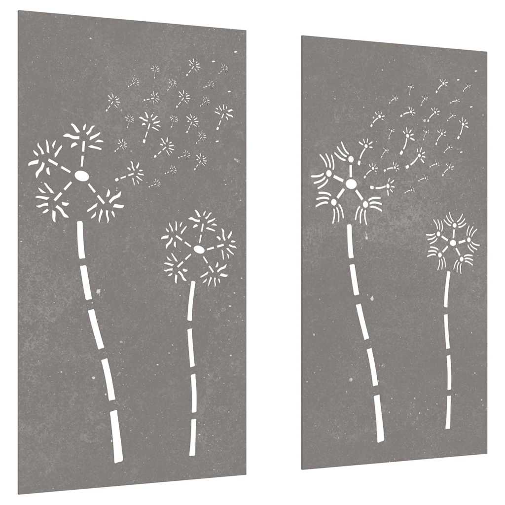 2-tlg. Garten-Wanddeko 105x55 cm Cortenstahl Blumen-Design