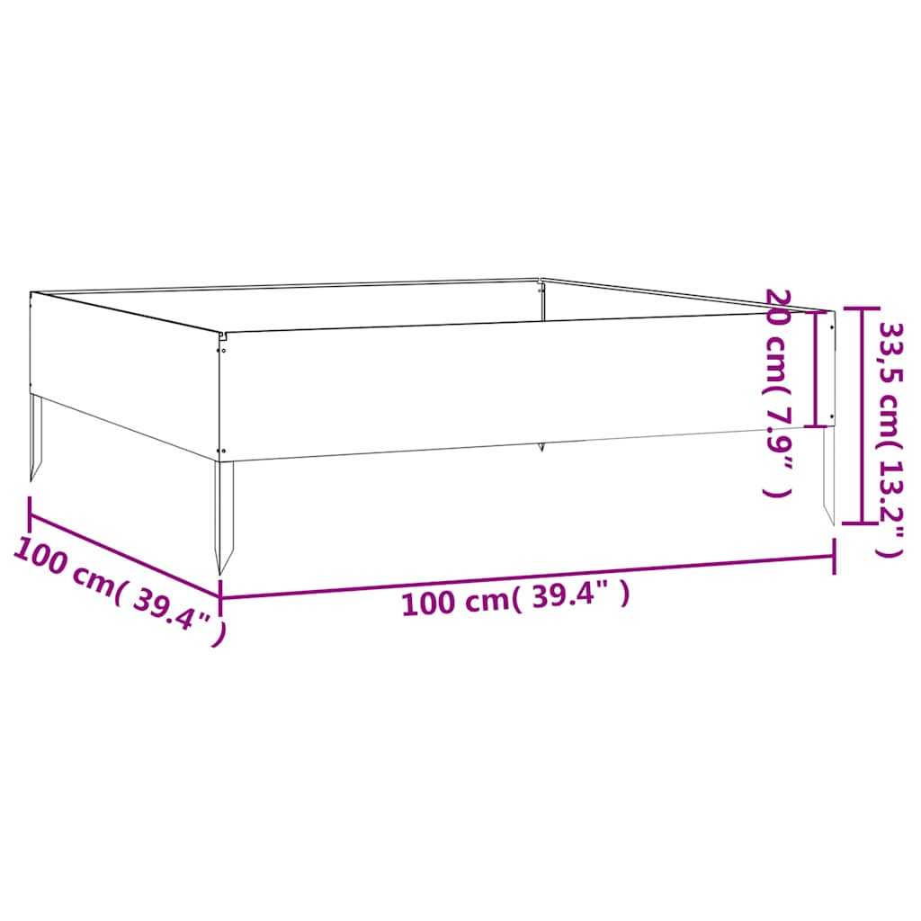 vidaXL Hochbeet 100x100x33,5 cm Cortenstahl