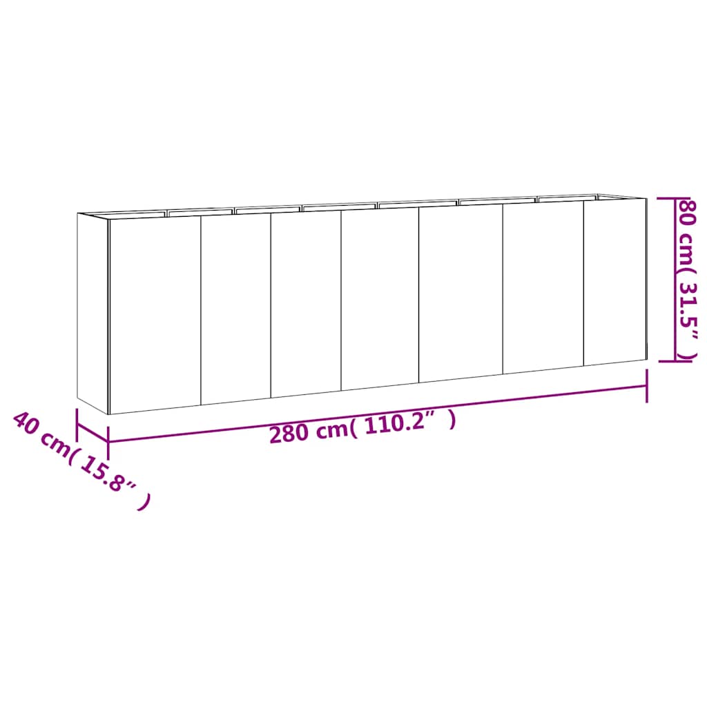 vidaXL Hochbeet 280x40x80 cm Cortenstahl