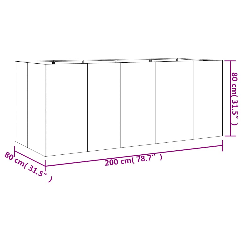 vidaXL Hochbeet 200x80x80 cm Cortenstahl
