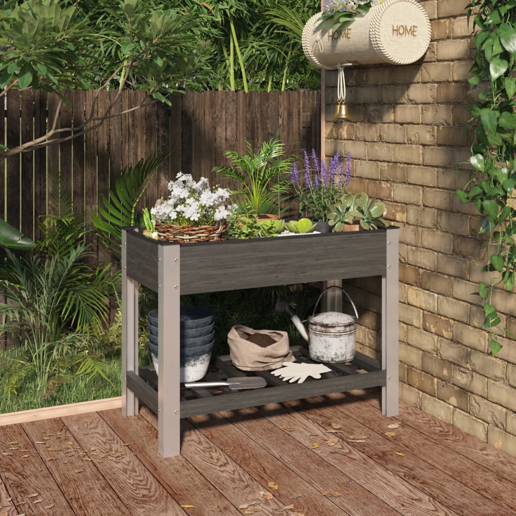 vidaXL Jardinière surélevée de jardin avec étagère Gris 100x50x75 cm WPC