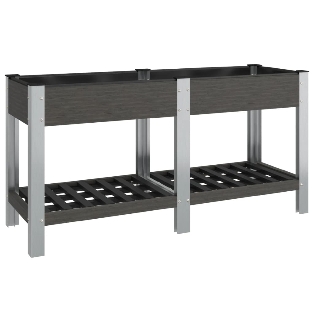 vidaXL Garten-Hochbeet mit Ablage Grau 150x50x75 cm WPC