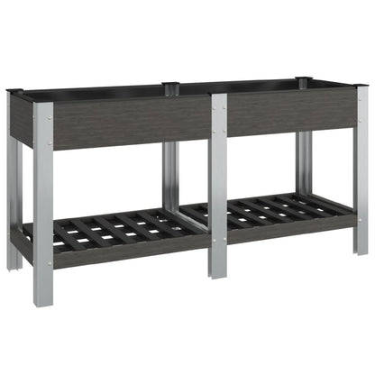 vidaXL Garten-Hochbeet mit Ablage Grau 150x50x75 cm WPC