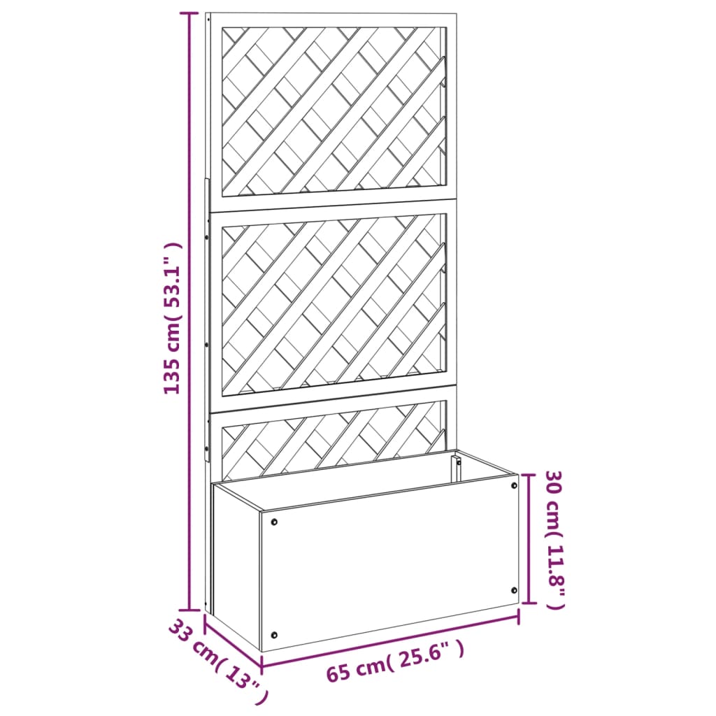 vidaXL Blumenkasten mit Rankgitter Grau 65x33x135 cm WPC