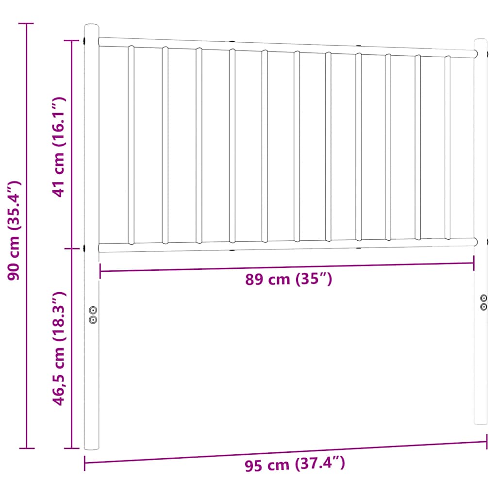vidaXL Ersatz-Kopfteil Metall Schwarz 90 cm