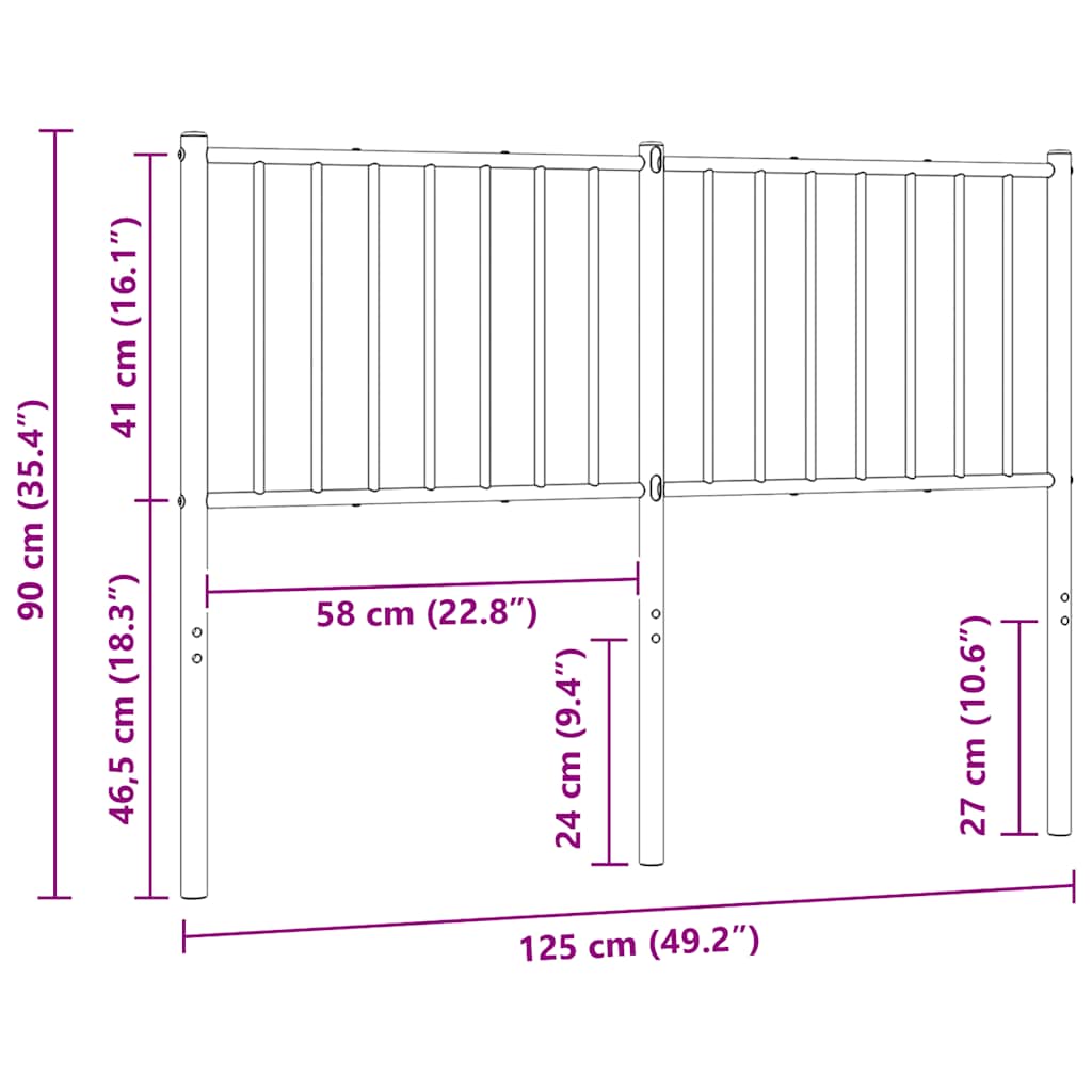 vidaXL Ersatz-Kopfteil Metall Schwarz 120 cm