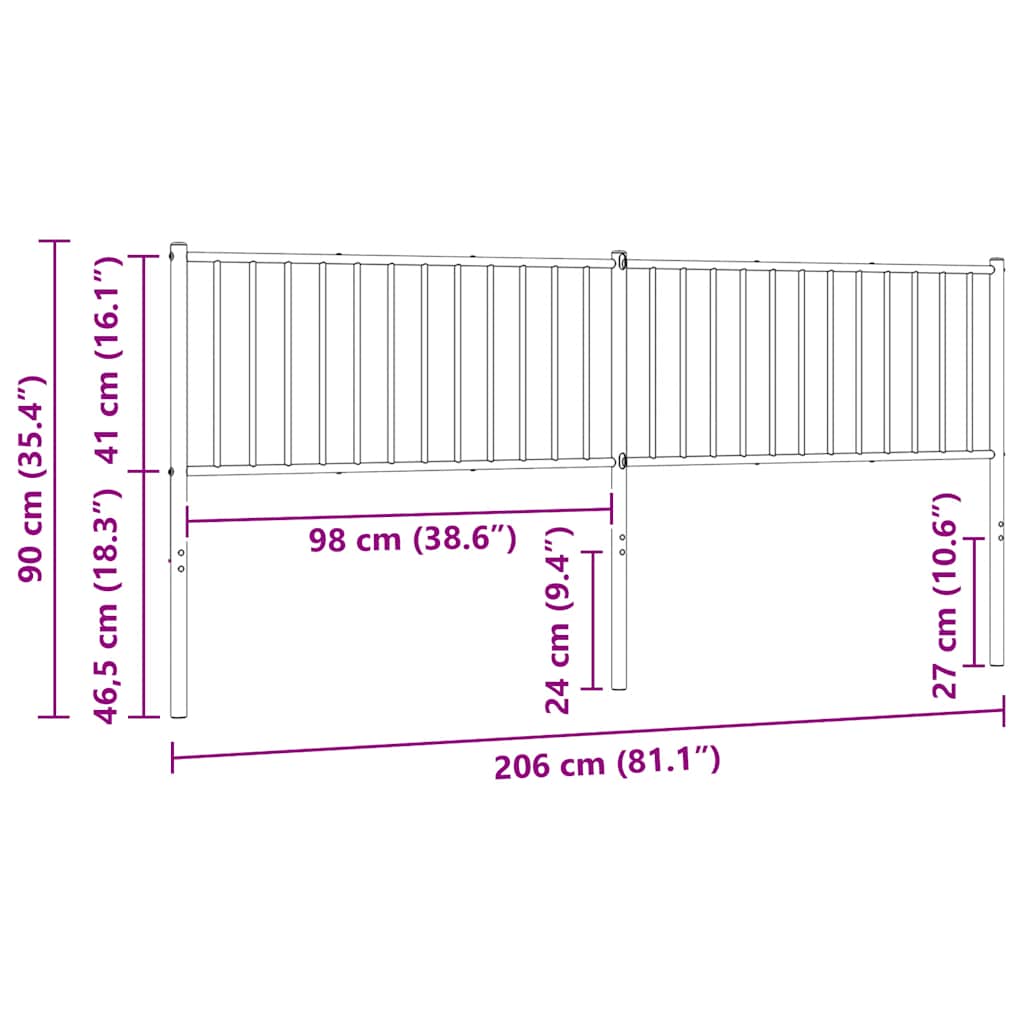 vidaXL Ersatz-Kopfteil Metall Schwarz 200 cm