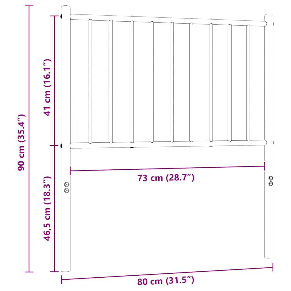vidaXL Ersatz-Kopfteil Metall Weiß 75 cm