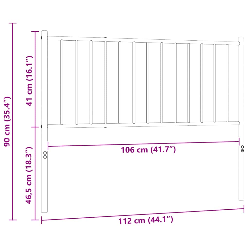 vidaXL Ersatz-Kopfteil Metall Weiß 107 cm