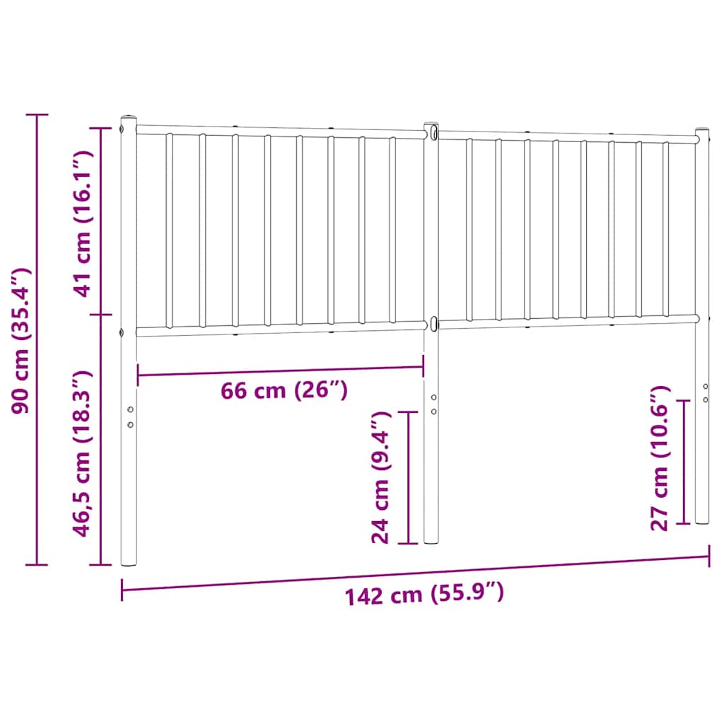 vidaXL Ersatz-Kopfteil Metall Weiß 135 cm