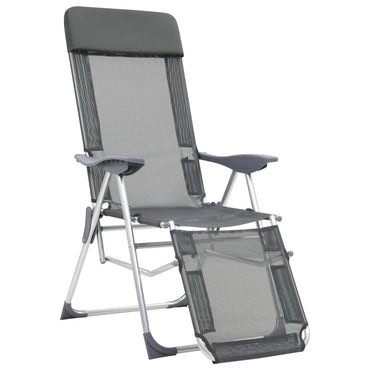 vidaXL Chaises longues pliables avec repose-pieds 2 pcs Gris Textilène