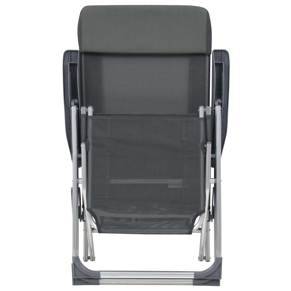 vidaXL Chaises longues pliables avec repose-pieds 2 pcs Gris Textilène