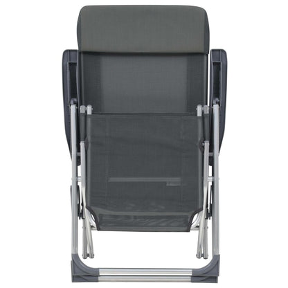 vidaXL Chaises longues pliables avec repose-pieds 2 pcs Gris Textilène