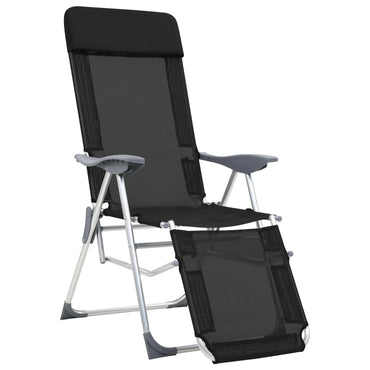 vidaXL Chaises longues pliantes avec repose-pieds 2 pcs Noir Textilène