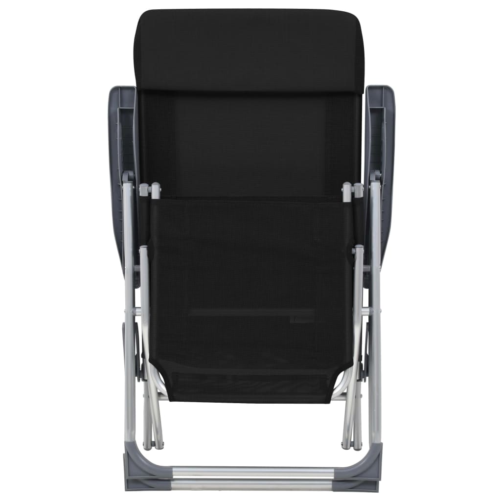 vidaXL Chaises longues pliantes avec repose-pieds 2 pcs Noir Textilène
