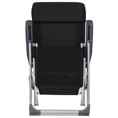 vidaXL Chaises longues pliantes avec repose-pieds 2 pcs Noir Textilène