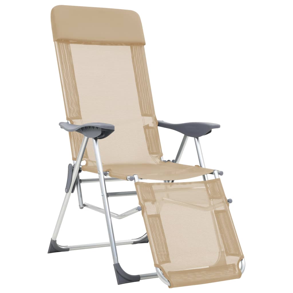 vidaXL Klappbare Liegestühle mit Fußteil 2 Stk. Creme Textilene