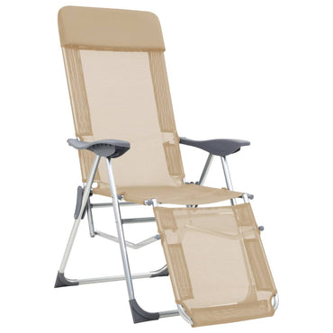 vidaXL Klappbare Liegestühle mit Fußteil 2 Stk. Creme Textilene