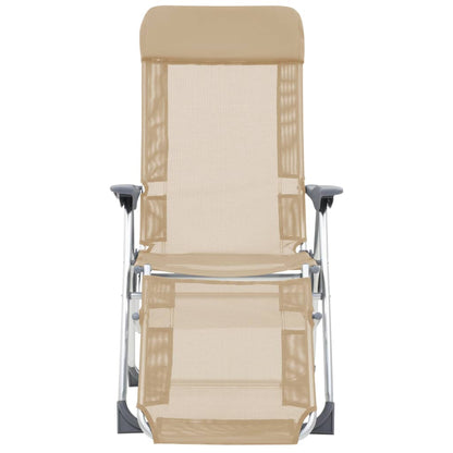 vidaXL Klappbare Liegestühle mit Fußteil 2 Stk. Creme Textilene