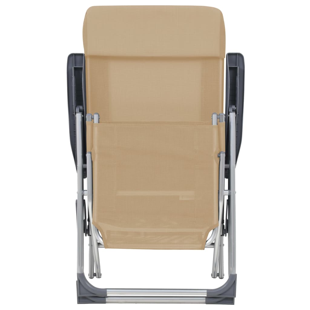 vidaXL Klappbare Liegestühle mit Fußteil 2 Stk. Creme Textilene