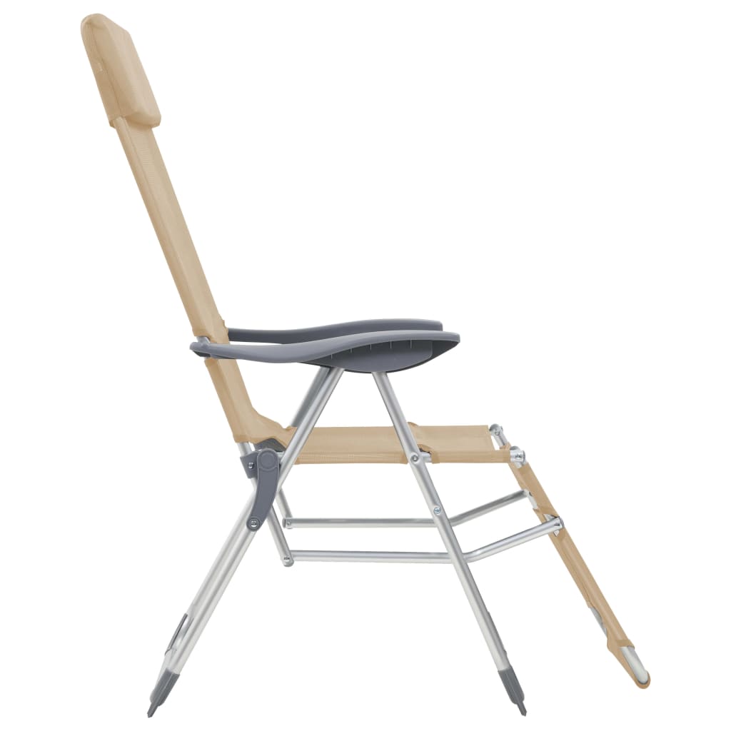 vidaXL Klappbare Liegestühle mit Fußteil 2 Stk. Creme Textilene