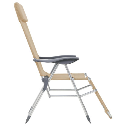 vidaXL Klappbare Liegestühle mit Fußteil 2 Stk. Creme Textilene