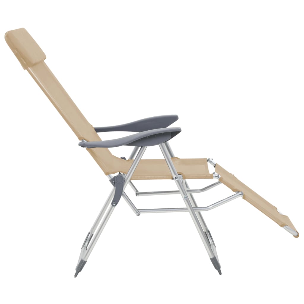 vidaXL Klappbare Liegestühle mit Fußteil 2 Stk. Creme Textilene