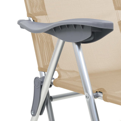 vidaXL Klappbare Liegestühle mit Fußteil 2 Stk. Creme Textilene