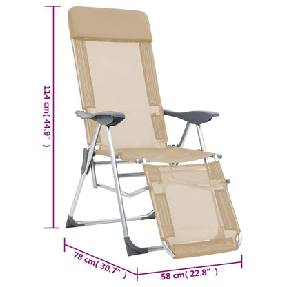 vidaXL Klappbare Liegestühle mit Fußteil 2 Stk. Creme Textilene