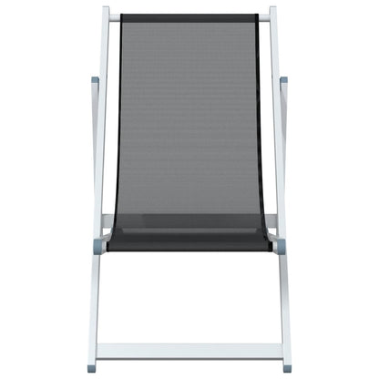 vidaXL Strandstühle 2 Stk. Klappbar Grau Aluminium und Textilene