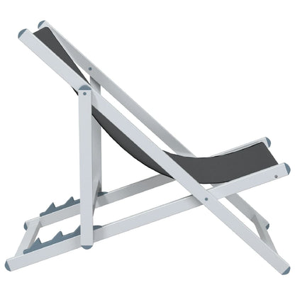 vidaXL Strandstühle 2 Stk. Klappbar Grau Aluminium und Textilene