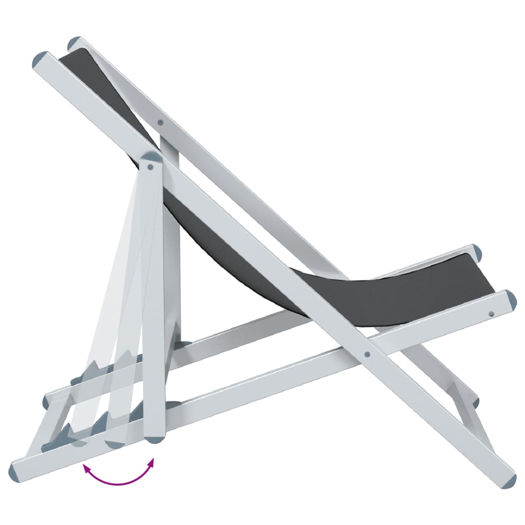 vidaXL Strandstühle 2 Stk. Klappbar Grau Aluminium und Textilene