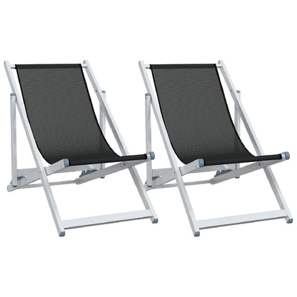 vidaXL Chaises de plage 2 pcs Pliables Noir Aluminium et textilène