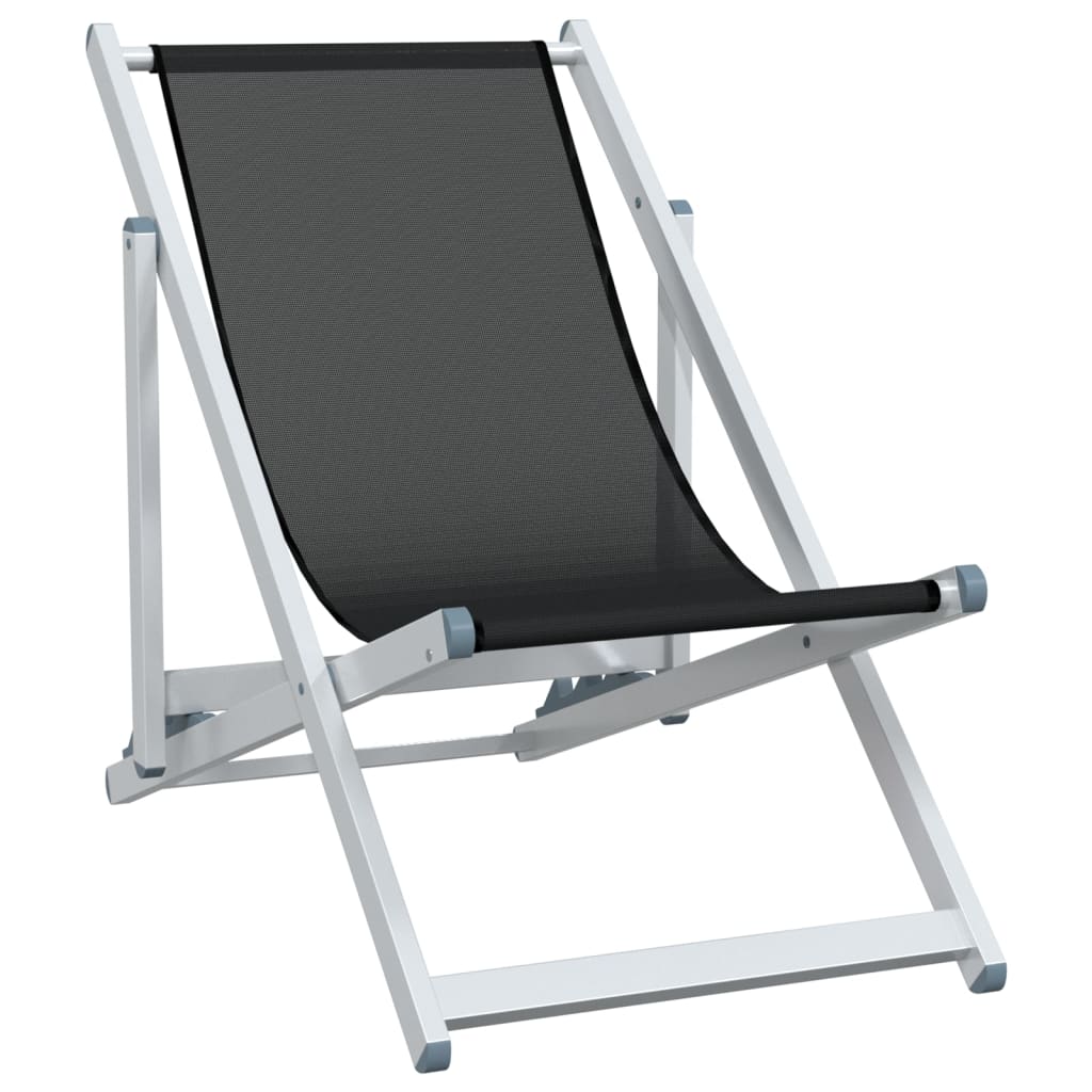 vidaXL Chaises de plage 2 pcs Pliables Noir Aluminium et textilène