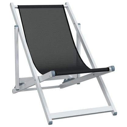 vidaXL Chaises de plage 2 pcs Pliables Noir Aluminium et textilène