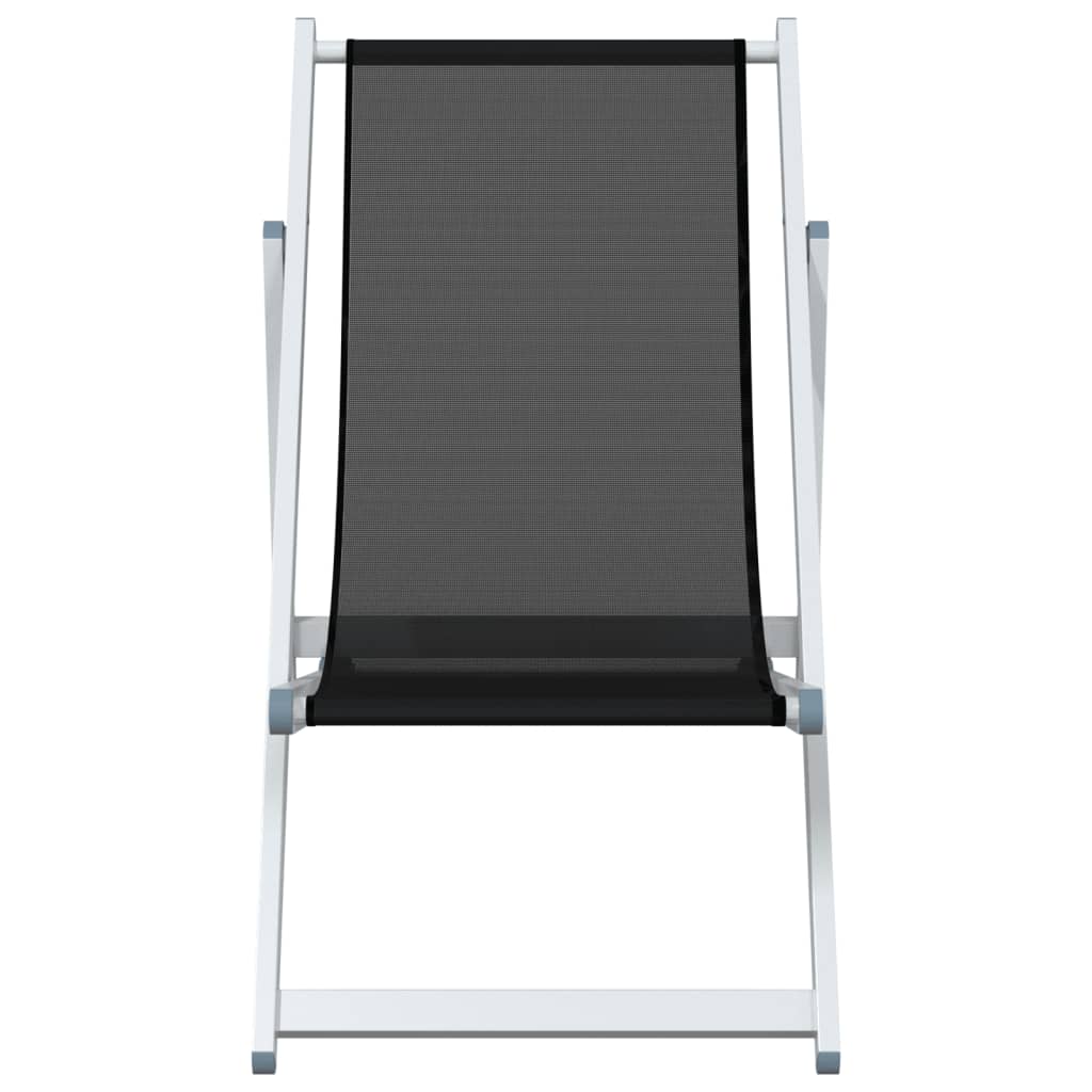 vidaXL Chaises de plage 2 pcs Pliables Noir Aluminium et textilène