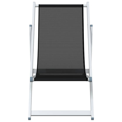 vidaXL Chaises de plage 2 pcs Pliables Noir Aluminium et textilène
