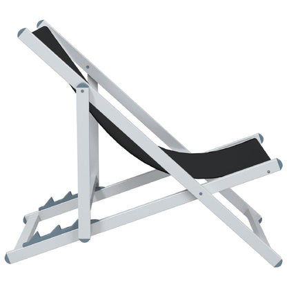 vidaXL Chaises de plage 2 pcs Pliables Noir Aluminium et textilène