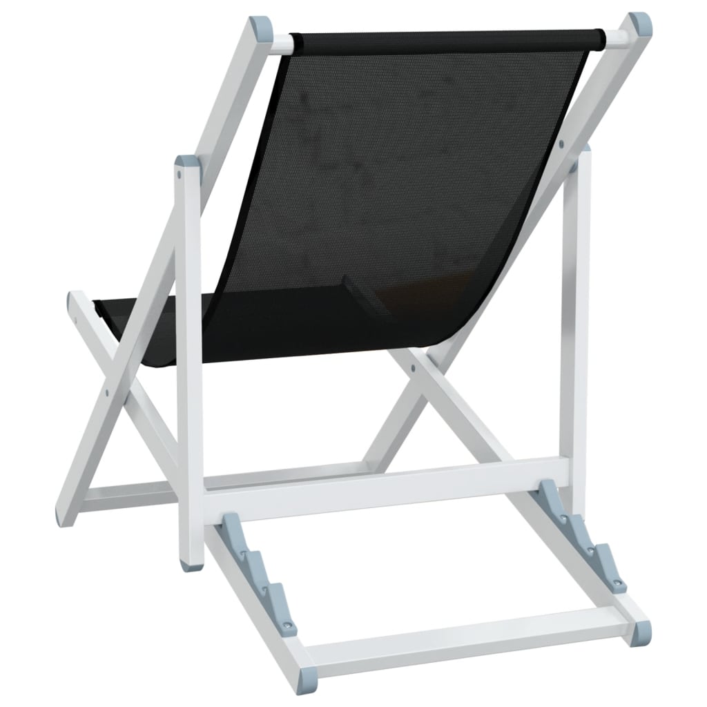 vidaXL Chaises de plage 2 pcs Pliables Noir Aluminium et textilène