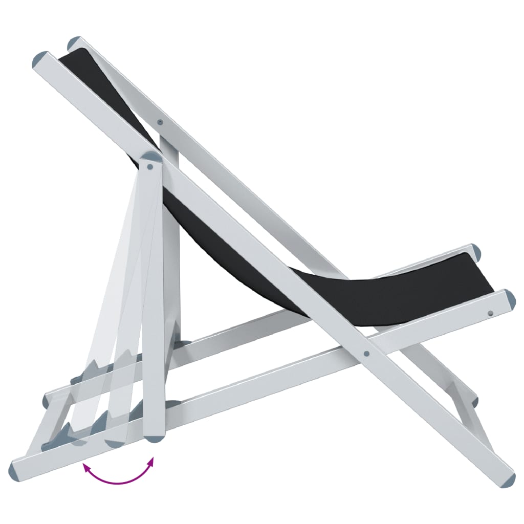 vidaXL Chaises de plage 2 pcs Pliables Noir Aluminium et textilène